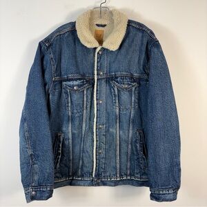 ❤️Gap Icon Sherpa Denim Jacket Cowboy Core Rugged Trucker Western Coat XL